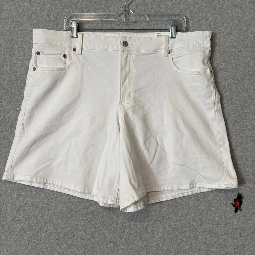 American Eagle Women's 16 Low‎ Rise Baggy Short White Stretch Jeans Denim NWT